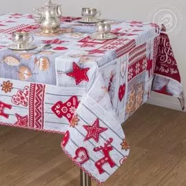 Скатерть 145х220 см, 100% хлопок, рогожка, АртДизайн, Чудеса, красная, СБ.150.220