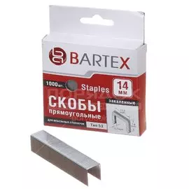 Скоба для мебельного степлера, 14 мм, 1000 шт, закаленная, тип 53, Bartex