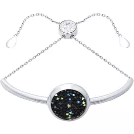 Браслет из серебра с кристаллом swarovski и фианитами с родированием 94050408
