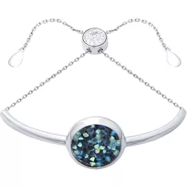 Браслет из серебра с кристаллом swarovski и фианитами с родированием 94050409