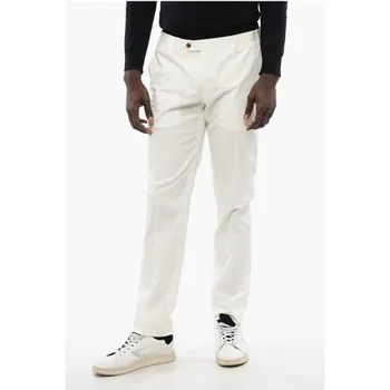 Однотонные брюки из эластичного хлопка со шлевками для ремня Corneliani, White