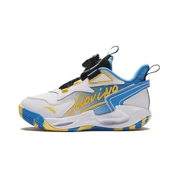 Anta Kids Non-Slip Wear-Resistant High-Top Basketball Shoes Kids Sneakers White Blue A312419904-1 28