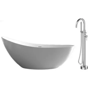 Акриловая ванна Abber 185x80 со смесителем, отдельностоящая (AB9233, F7514100)