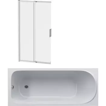 Акриловая ванна Am.Pm Sense 150x70 с каркасом и шторкой (W75A-150-070W-KL, W80S-100PS-150MT)