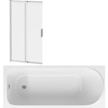 Акриловая ванна Am.Pm Sense 170x70 с каркасом и шторкой (W75A-170-070W-KL, W80S-100PS-150MT)
