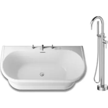 Акриловая ванна BelBagno 170x80 со смесителем, слив-перелив хром (BB408-1700-800, F7514100)
