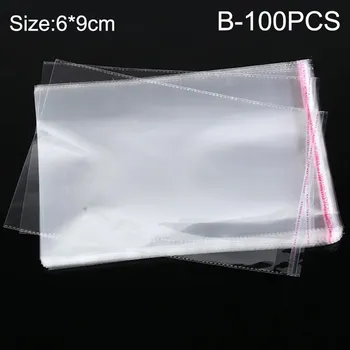 100 шт. Прозрачные самозапечатывающиеся маленькие пластиковые пакеты, подарочная упаковка для ювелирных изделий, самоклеящаяся целлофановая упаковка, сумка для хранения As Shown