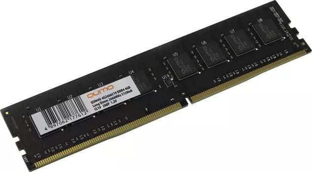 Память DDR4 DIMM 4Gb, 2666MHz, CL19, 1.2 В, Qumo (QUM4U-4G2666C19)
