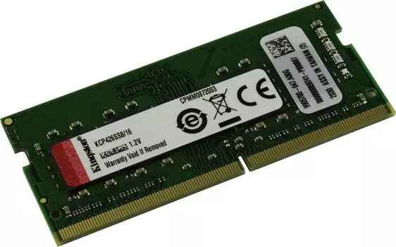 Память DDR4 SODIMM 16Gb, 2666MHz, CL19, 1.2 В, Kingston, ValueRAM (KCP426SS8/16)