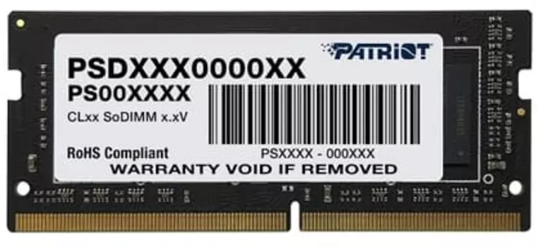 Память DDR4 SODIMM 4Gb, 2666MHz, CL19, 1.2 В, Patriot Memory, Signature (PSD44G266681S)