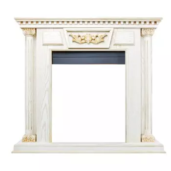 Деревянный портал Dimplex Olympia 1007х1142х411 - Белый дуб, патина золото