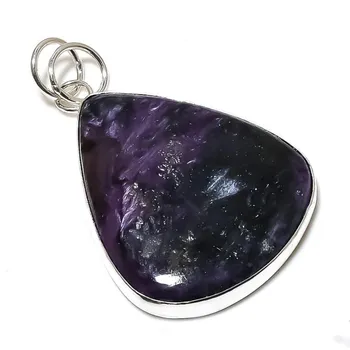 Russian Charoite Gemstone 925 Sterling Silver Jewelry Pendant 2.36 S2C33