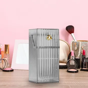 Storage Box with Slots for Drying Makeup Tools on Bathroom Counter белый