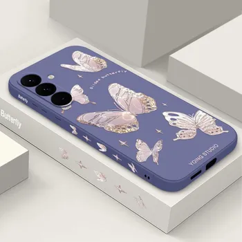 Ударопрочный чехол для телефона TPU для Samsung S25 S24 FE S23 Ultra S22 Plus A56 A36 A16 A06 A05 A54 A53 A52 A34 A32 A14 Тонкий мягкий чехол-бабочка Samsung A55 5G чёрный