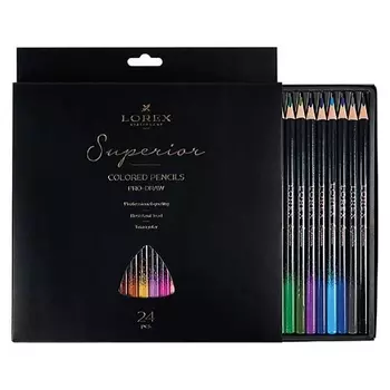 LOREX Цветные карандаши набор Superior, 24 цвета soft touch с золотом