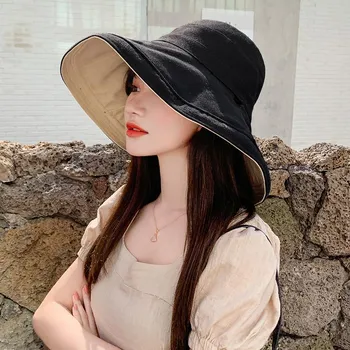 COKK Hat женские летние шляпы-ведра с двухсторонними рыболовными шляпами женская солнцезащитная ветрозащитная складная пляжная шляпа Gorros 56-58cm