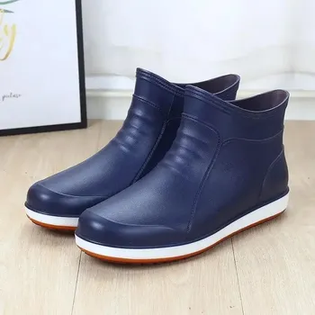 FashionMan Shoes Износостойкие нескользящие резиновые сапоги для мужчин Резиновые мокасины без шнуровки Удобные на низком каблуке Mud Gum 2024 Rubber New 40