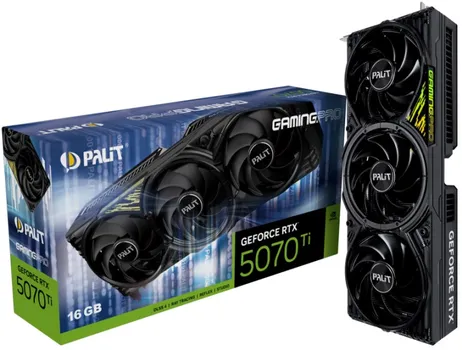 Видеокарта PCI-E Palit GeForce RTX 5070 Ti GamingPro (NE7507T019T2-GB2031A) 16GB GDDR7 256bit 5nm 2295/28000MHz HDMI 3*DP