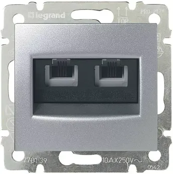 Розетка телефонная 2хRJ11 Legrand Valena алюминий 770139