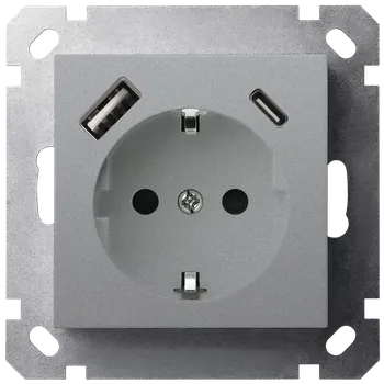 Розетка SHUKO Jasmart с USB тип A + C1 с защитными шторками (2P+T) 25W 16A 250V G5501USB-25S