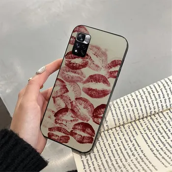Черный и красный чехол для телефона с поцелуем губ для Xiaomi Redmi Note 13 12 Pro 11S 11 10 Pro 10S 12S Redmi 10 13C 9C Redmi 10