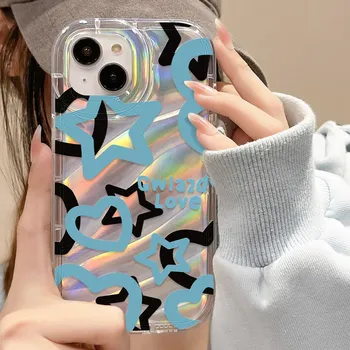 Чехлы для мобильных телефонов iPhone 11 13 XR 15 Pro Max 12 14 Pro Max Чехол для iPhone 16 7 Plus 8 Plus XS Max 6 15 Plus Laser Wave Pattern Anti-Drop Водонепроницаемый iPhone 6&6S чистый