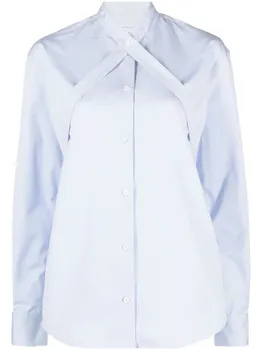 Поплиновая рубашка с поясом OFF-WHITE, синий