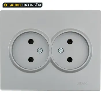 Розетка двойная встраиваемая Lezard Vesna 742-3500-128B без заземления цвет платина