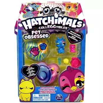 Hatchimals S7 набор фигурок-сюрпризов "Хэтчималс 7, фигурки 4 шт. cиний-розовый питомец"
