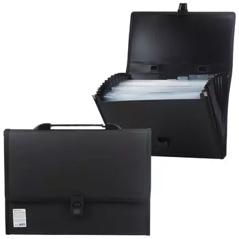 Портфель пластиковый Brauberg "Дипломат", А4 (332х245х35 мм), 13 отделений, с окантовкой, фактура бисер, черный