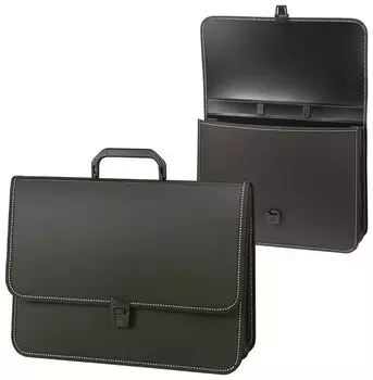 Портфель пластиковый Brauberg "Консул", А4 (370х280х120 мм), 2 отделения, с окантовкой, фактура бисер, черный
