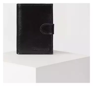 Портмоне мужское 2 в 1, на кнопке, отдел для купюр, отдел для монет, цвет чёрный матовый