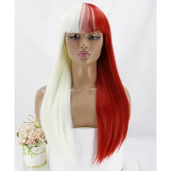 LISI HAIR женский длинный прямой парик с челкой, полуцветный синтетический парик для косплея, цвет омбре, женские синтетические волосы