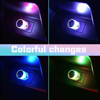 Автомобильный USB атмосферный светильник, мини светодиодный неоновый атмосферный светильник, красочный универсальный RGB светильник для внутреннего освещения, декоративный светильник для автомобиля 1PCS белый