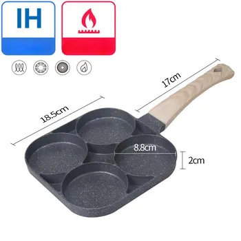 Сковорода для омлета с 4 отверстиями и 2 отверстиями, антипригарная сковорода для приготовления блинов, стейка, яиц, ветчины, посуда для приготовления завтрака