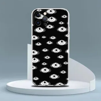 Прозрачный чехол со страшным лицом и глазами, смайликом для Apple iPhone 13 11 14 12 Pro 7 8 Plus XR X XS Max 6 6S 13Pro, силиконовый чехол для телефона iPhone 6 6S