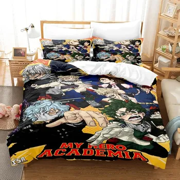 Комплект постельного белья My Hero Academia с рисунком японского аниме, удобный пододеяльник, односпальный, двуспальный, двуспальный, односпальный, полноразмерный пододеяльник, подростковое постельное белье 70x133cm 2pcs
