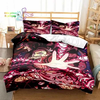 3D Kamado Nezuko Anime Demon Slayer Bedding Set Single Twin Full Queen King Size Bed Set Aldult Kid Bedroom 3D Print AU Double 180x210cm