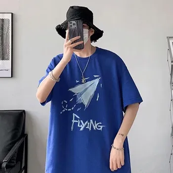 2024 Новая футболка с короткими рукавами для мужчин Ins Fashion Brand Европейский и американский стиль хип-хоп круглый вырез нижняя рубашка верхняя летняя M белый