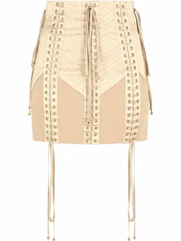 Юбка мини из джерси со шнуровкой DOLCE & GABBANA, нейтральный