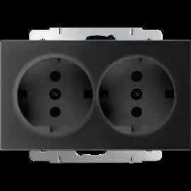 Розетка двойная с заземлением (черный матовый) Werkel WL08-SKG-02-IP20 4690389117244