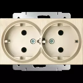 Розетка двойная с заземлением (шампань рифленый) Werkel WL10-SKG-02-IP20 4690389131301
