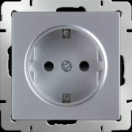 Розетка с заземлением, безвинтовой зажим (серебряный) Werkel WL06-10-01 4690389126246