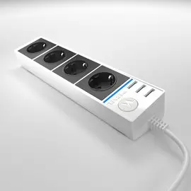 Розеточный блок 4-х местный + 3 USB белый, черный Werkel WL20-04-03 4690389128387