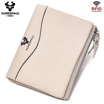HUMERPAUL новый RFID мужской кошелек с защитой от кражи сканирование мужской кожаный короткий кошелек на молнии чехол для монет Повседневная сумка для денег чёрный