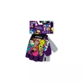 Перчатки велосипедные TRIX Little Monster, детские, антискользящие, фиолетовый, GL-TX-MONSTER
