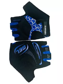 Перчатки велосипедные USPORTS SPORT RACE GEL, лайкра, с петельками, GEL усиленный, на липучке, черно-синие, 08-202401 (Размер: S)