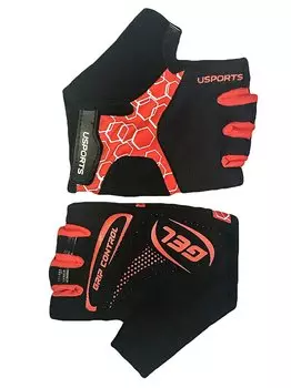 Перчатки велосипедные USPORTS SPORT RACE GEL, лайкра, с петельками, GEL усиленный, на липучке, черно-красные, 08-202421 (Размер: L)
