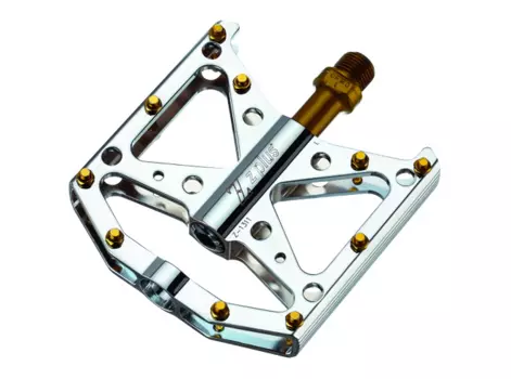 Педали велосипедные Z PLUS, DH/BMX/Fix-gear, алюминий, сменные пины, промподшипник, 100х100х18мм, 360 г, серебро, Z-1311