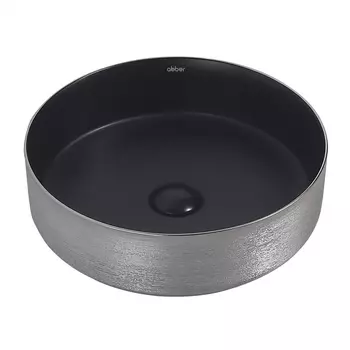 Раковина накладная Abber Bequem 40 см AC2109BS черная матовая с серебром
